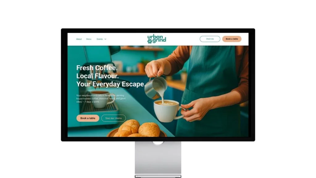 Newcastle Coffee shop website design mock up